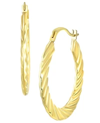 Macy's Timeless Cable Oval Hoop Earrings in 10k Yellow Gold