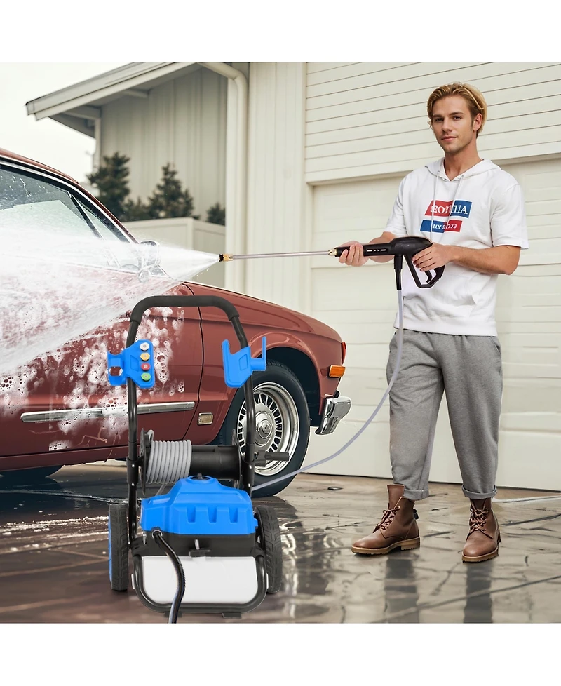 Sugift 2300 Psi 1.8 Gpm Electric Pressure Washer with Wheels and 5 Quick Connect Nozzles-Blue
