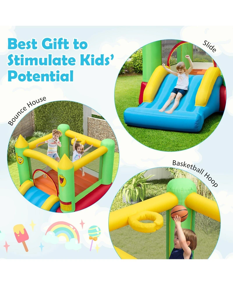 Skonyon Inflatable Bounce House Kids Blow-up Bouncer with Slide with 480W Blower