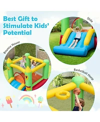 Skonyon Inflatable Bounce House Kids Blow-up Bouncer with Slide with 480W Blower