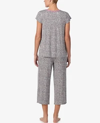 Ellen Tracy Women's Cap-Sleeve Top and Cropped Pajama Pants, 2-Piece Set
