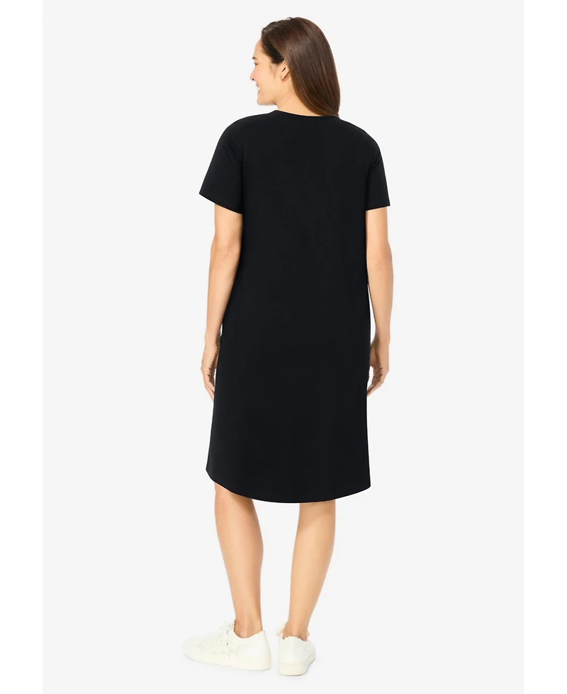 Woman Within Women's Plus Perfect Short-Sleeve Crewneck Tee Dress
