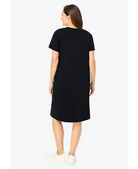 Woman Within Women's Plus Perfect Short-Sleeve Crewneck Tee Dress