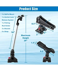 Sugift 360° Rotatable Fishing Boat Kayak Accessory Set of 3