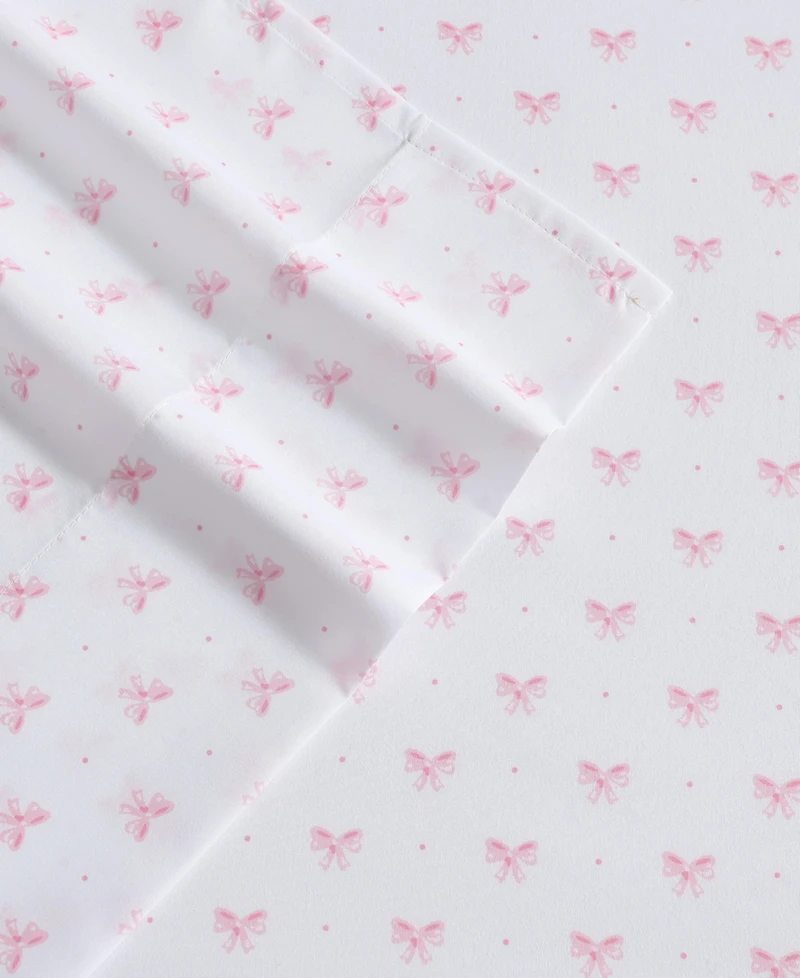 Laura Ashley Lovely Bows Microfiber 3-Pc. Sheet Set, Twin