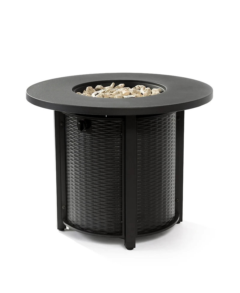 Boyel Living 32" Propane Gas Fire Pit Table, 50000 Btu Round Steel Fire Pit for Outside Patio Deck Garden Courtyard-Black