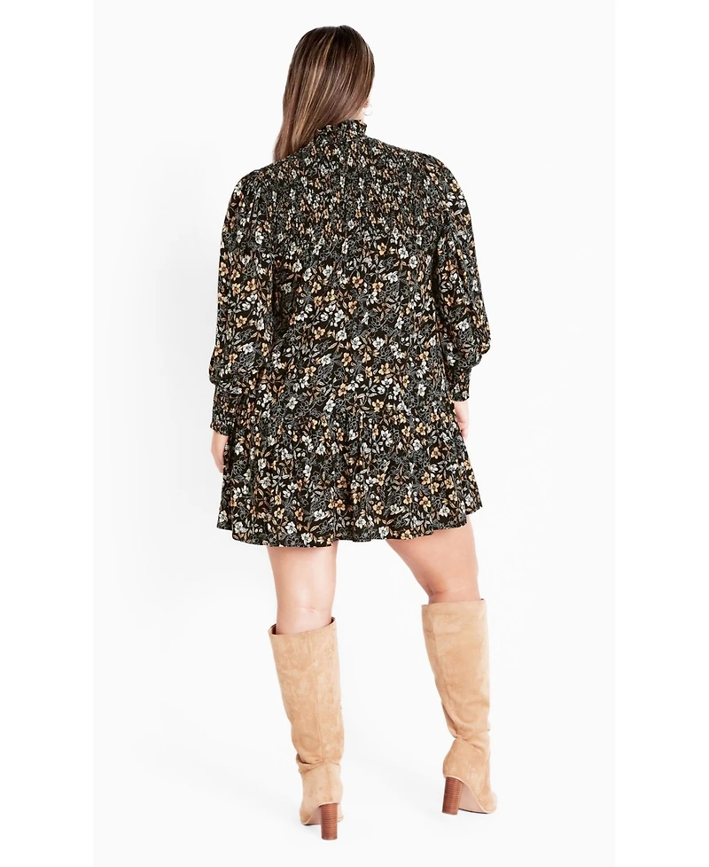 Avenue Women's Cassia Puff Sleeves Ruffle Dress