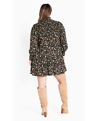 Avenue Women's Cassia Puff Sleeves Ruffle Dress