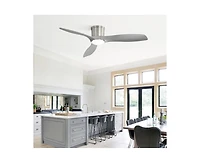 Sofucor 52-inch Modern Sand Nickel 3-Blade Flush Mount with Led Lights and Remote Control