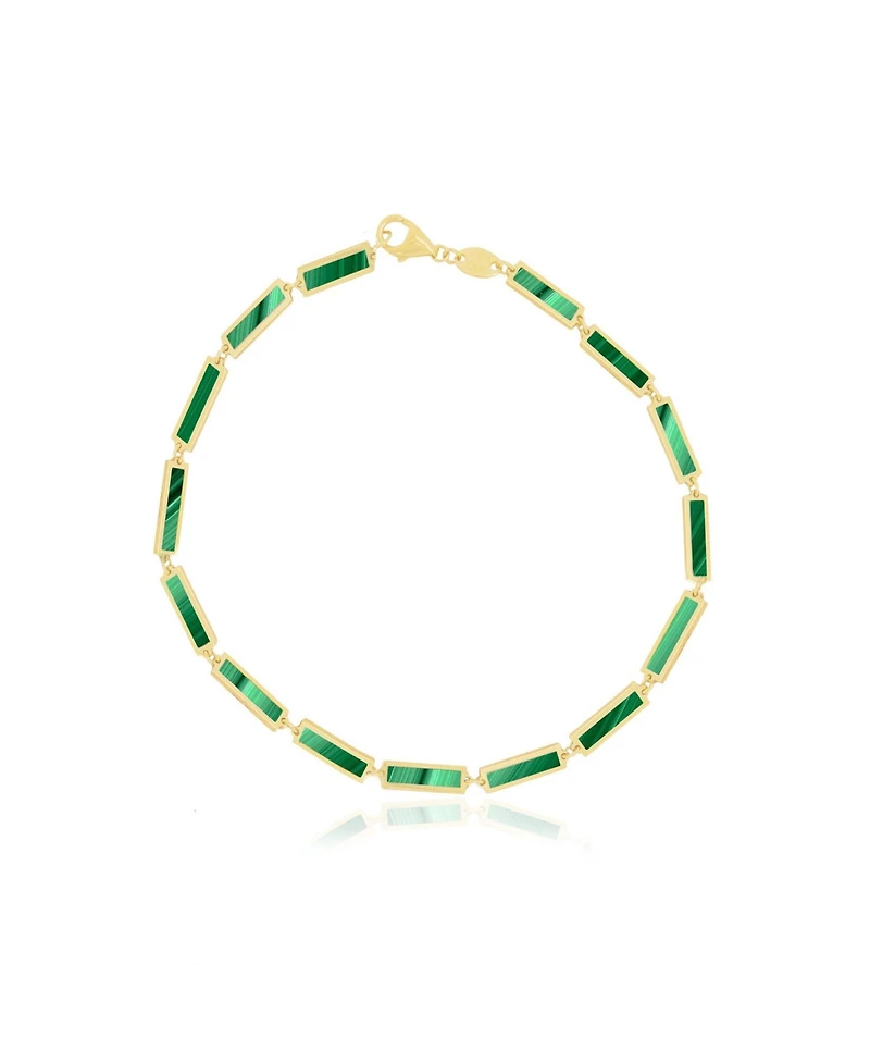 The Lovery Malachite Bar Bracelet 14K Gold