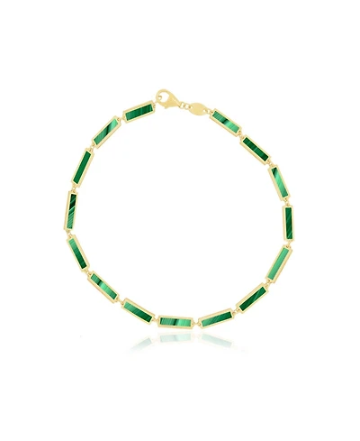 The Lovery Malachite Bar Bracelet 14K Gold