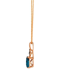 Le Vian London Blue Topaz (1.25 ct. t.w.), Chocolate Diamond (0.07 ct. t.w.) and Vanilla Diamond (0.01 ct. t.w.) Necklace in 14k Strawberry Gold