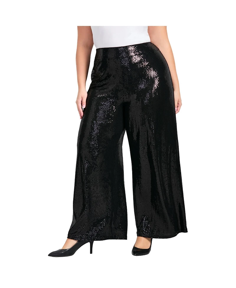 Avenue Women's Glitz Sequin Wide Leg Pant
