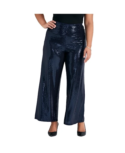 Avenue Women's Plus Glitz Sequin Wide Leg Pant
