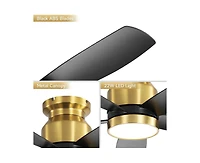 Sofucor 42-inch Modern Golden 5-Blade Ceiling Fan With 6-Speed Adjustable Wind Speed and Light Kit