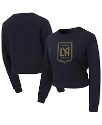 Concepts Sport Women's Black Lafc Tri-Blend Darby Knit Long Sleeve Crop Top