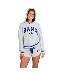 Concepts Sport Women's 2-Piece Gray Los Angeles Rams Whitley Long Sleeve Hoodie Top and Shorts Set