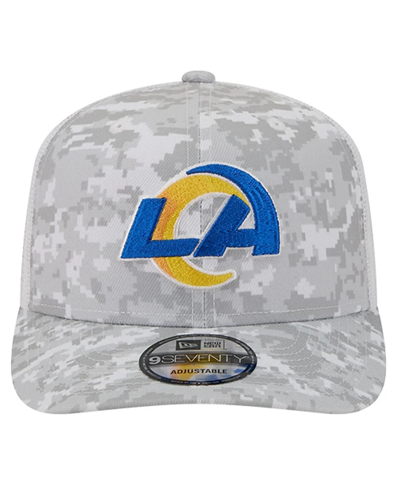 New Era Men's Gray Los Angeles Rams Salute to Service Fan Pack 9SEVENTY Trucker Adjustable Hat