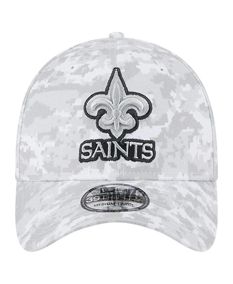 New Era Men's White Orleans Saints 2025 Salute to Service Digital Camo Fan Pack 39THIRTY Flex Hat