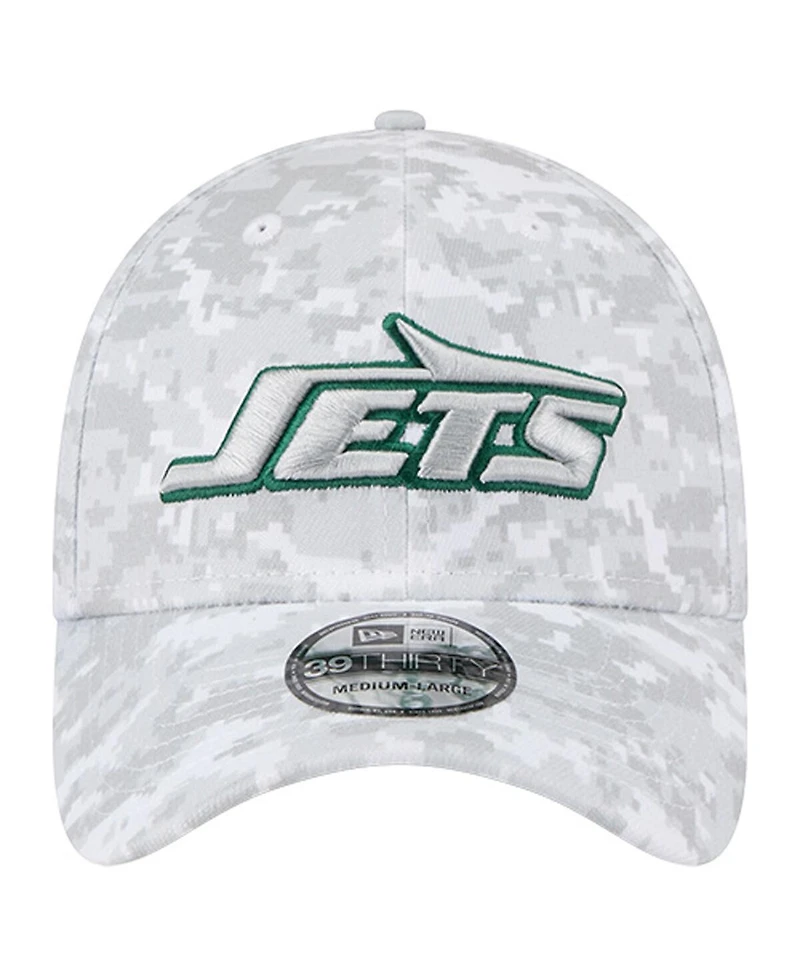 New Era Men's White York Jets 2025 Salute to Service Digital Camo Fan Pack 39THIRTY Flex Hat