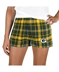 Concepts Sport Women's Green/Gold Green Bay Packers Ultimate Flannel Shorts