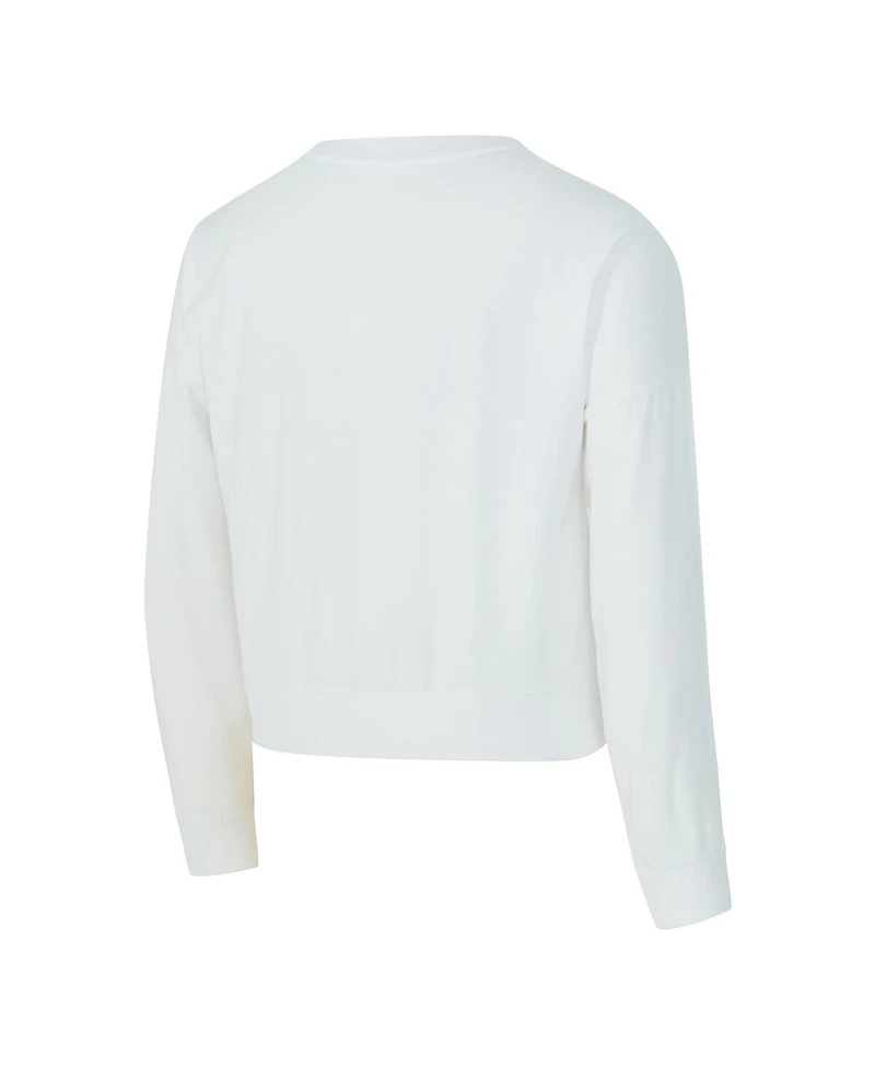 Concepts Sport Women's White New York Knicks Laney Chenille Cropped Long Sleeve T-Shirt