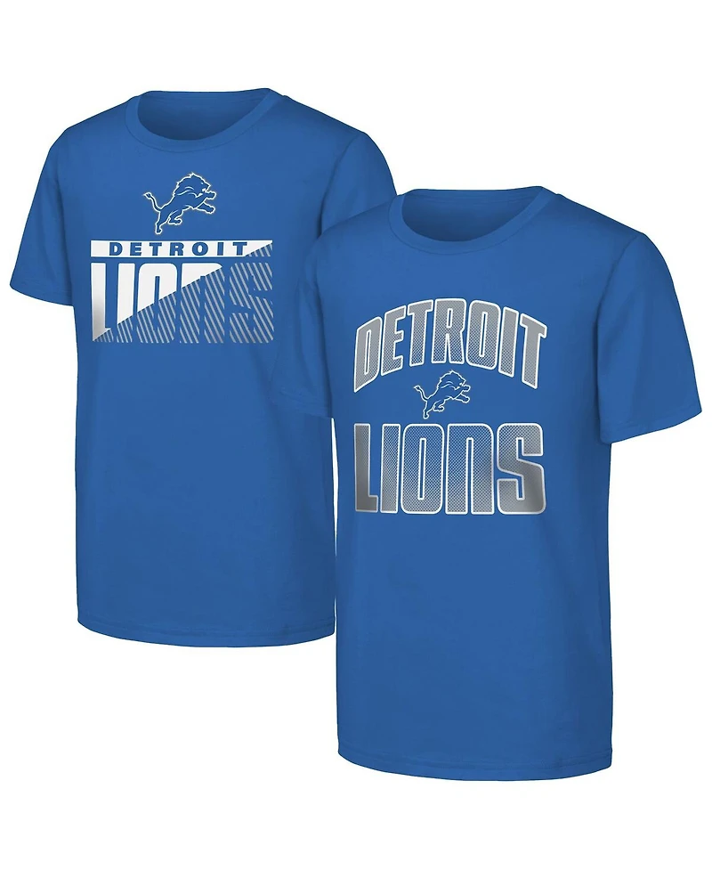 Outerstuff Big Boys and Girls 2-Pack Blue Detroit Lions Never Quit T-Shirt Set
