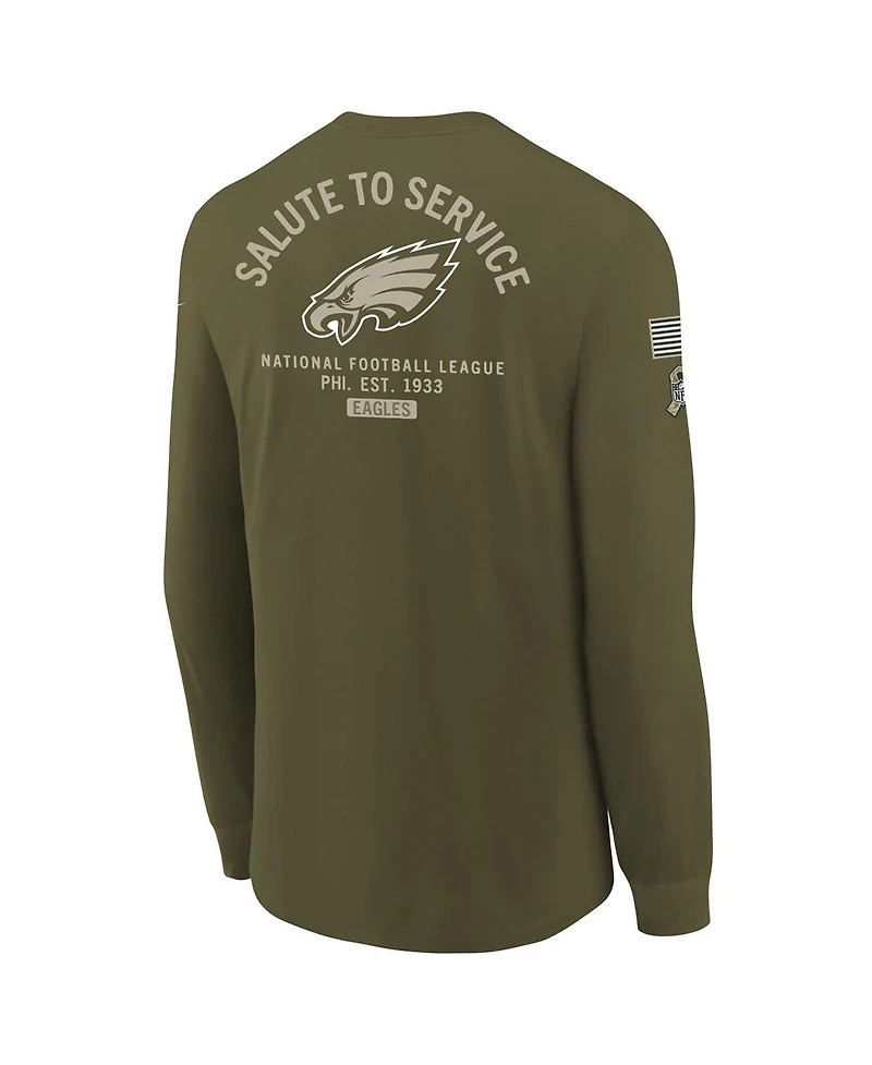 Nike Big Boys and Girls Olive Philadelphia Eagles 2025 Salute to Service Sideline Dri-fit Long Sleeve T-Shirt
