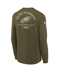Nike Big Boys and Girls Olive Philadelphia Eagles 2025 Salute to Service Sideline Dri-fit Long Sleeve T-Shirt