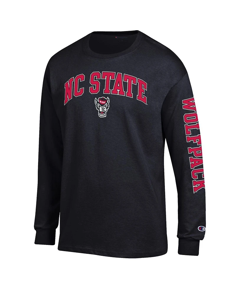 Champion Men's Black Nc State Wolfpack Arch Over Logo Long Sleeve T-Shirt