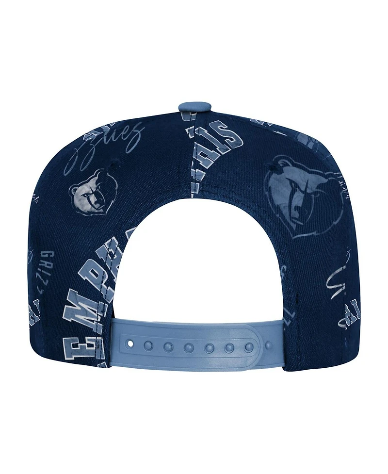 Outerstuff Big Boys and Girls Navy Memphis Grizzlies Street Hooper Allover Print Snapback Hat