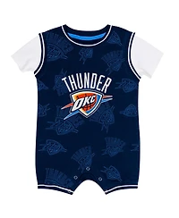 Outerstuff Baby Boys and Girls Navy Oklahoma City Thunder Logo Mania Romper