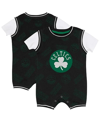 Outerstuff Baby Boys and Girls Black Boston Celtics Logo Mania Romper