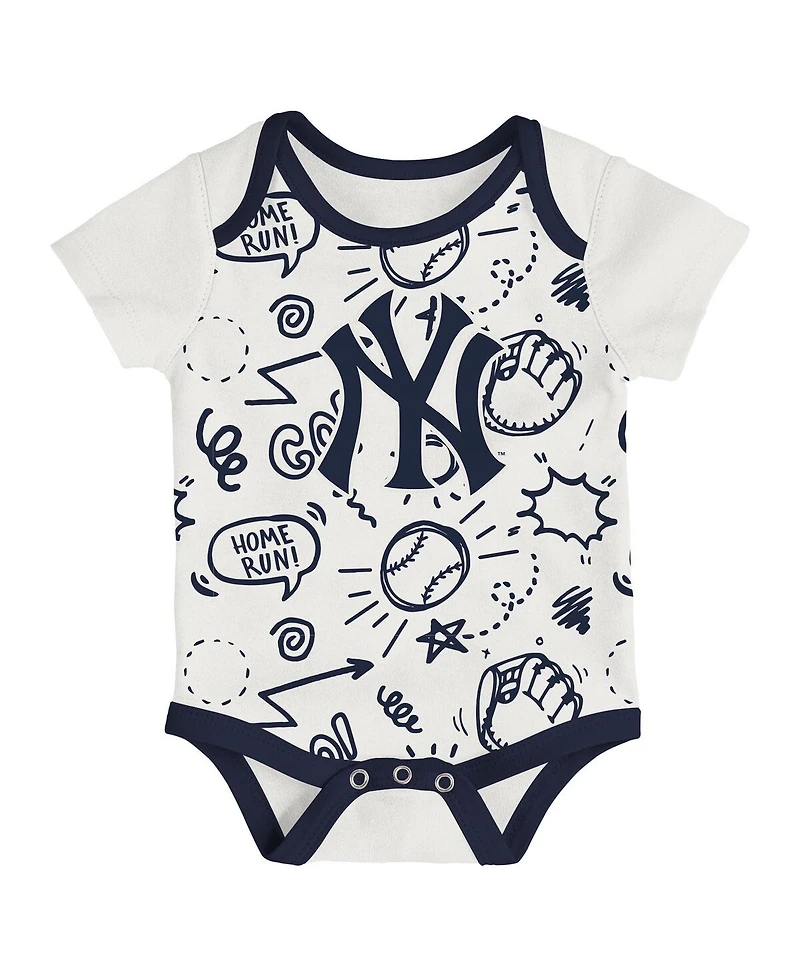 Outerstuff Baby Boys and Girls 3-Piece New York Yankees All Day Play Bodysuit Set