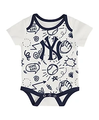 Outerstuff Baby Boys and Girls 3-Piece New York Yankees All Day Play Bodysuit Set