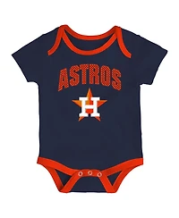 Outerstuff Baby Boys and Girls 3-Piece Houston Astros All Day Play Bodysuit Set