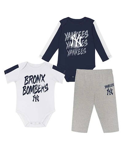 Outerstuff Baby Boys and Girls 3-Piece New York Yankees Double Down Bodysuit Pants Set