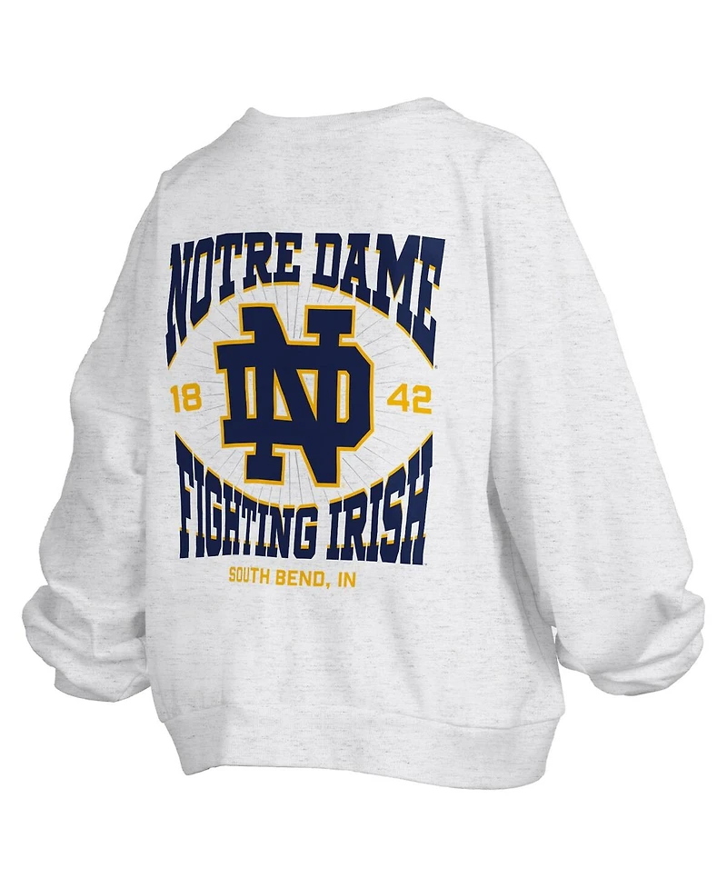 Pressbox Women's Oatmeal Notre Dame Fighting Irish Waist Length Oversized Janise Melange Sweatshirt