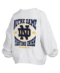 Pressbox Women's Oatmeal Notre Dame Fighting Irish Waist Length Oversized Janise Melange Sweatshirt
