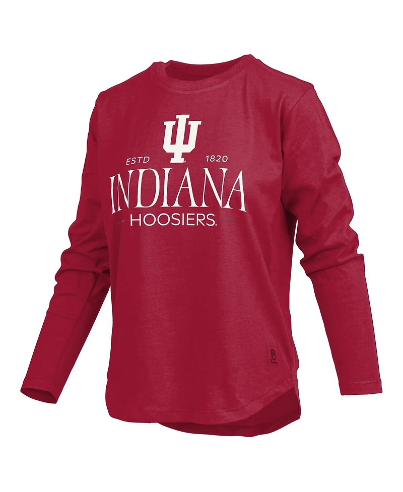 Pressbox Women's Crimson Indiana Hoosiers Silver on Long Sleeve T-Shirt