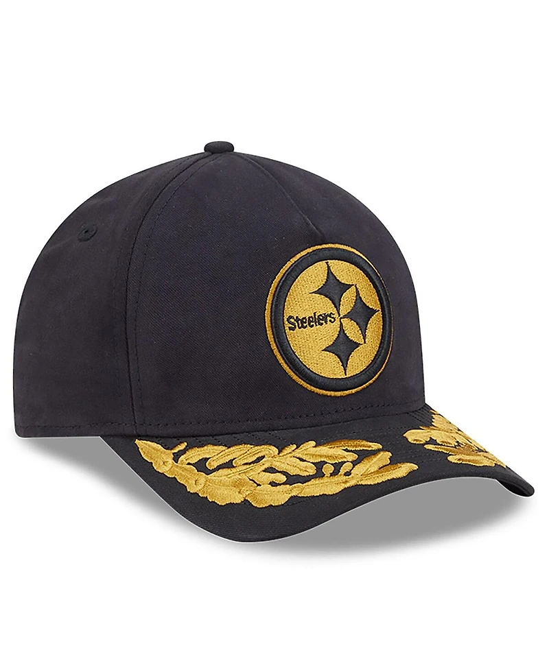 New Era Men's Black Pittsburgh Steelers A-Frame 9FORTY Adjustable Hat