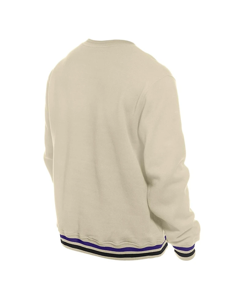 New Era Men's White Sacramento Kings Throwback Vintage Pullover Sweatshirt