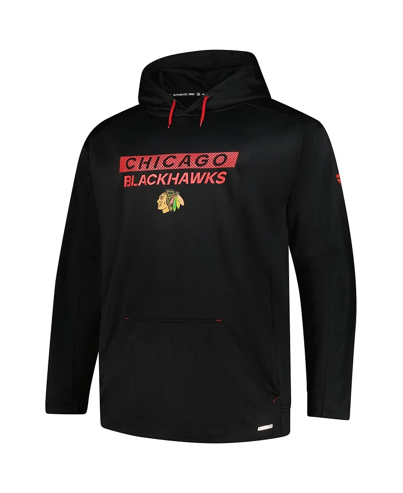 Fanatics Men's Black Chicago Blackhawks Authentic Pro Big Tall Pullover Hoodie