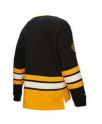 Mitchell & Ness Men's Black Boston Bruins Heritage Lace-Up Pullover Sweatshirt