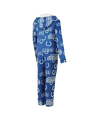 Concepts Sport Women's Royal Indianapolis Colts Roadway Allover Print Microfleece Full-Zip Union Suit