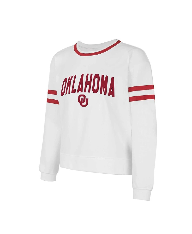 Concepts Sport Women's White Oklahoma Sooners Borough French Terry Arch Over Long Sleeve Top