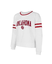 Concepts Sport Women's White Oklahoma Sooners Borough French Terry Arch Over Long Sleeve Top