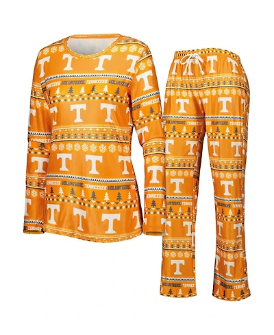 Concepts Sport Women's 2-Piece Tennessee Orange Volunteers Holiday Long Sleeve Top and Pants Sleep Set