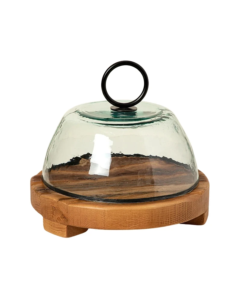 Uncommon Goods Glass Cloche with Hammered Metal Handle