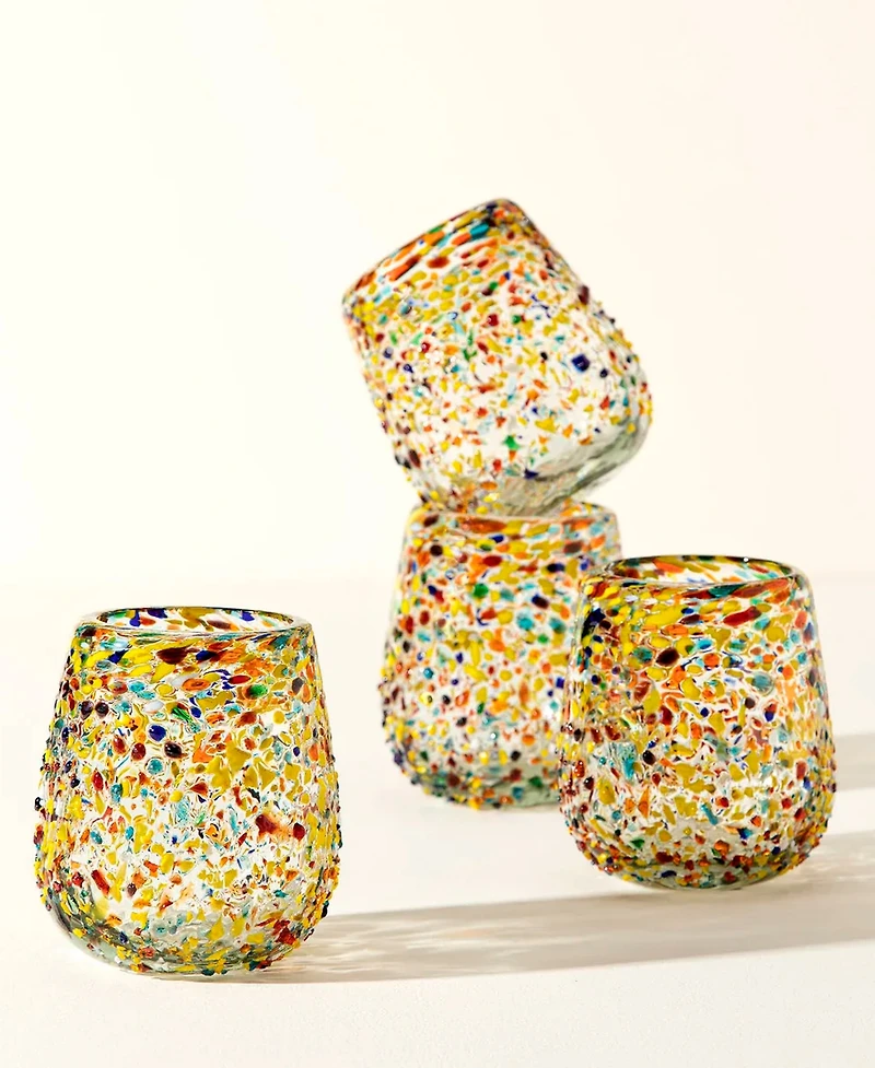 Uncommon Goods Glass ,Set of 4 Stemless Wine Glasses